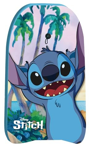 Arditex Grande planche de natation Stitch Disney - 80 x 46 x 5 cm - Avec corde, sangle de sécurité, mousse EPS légère, forme ergonomique, idéale pour vagues et piscine - Bleu