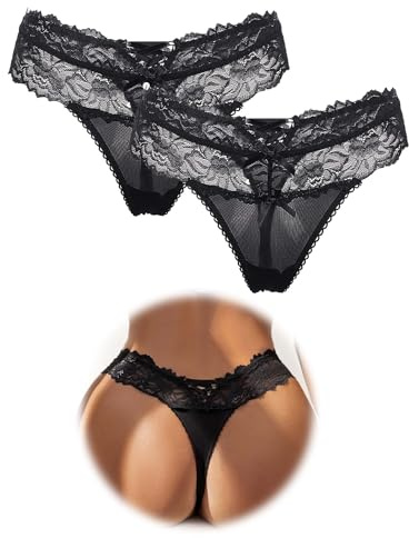 sunshinelady Perizoma da donna String Tanga in pizzo Mutandine da donna Intimo Sexy Slip Hipster Panty Strings Mutande Traspiranti Morbide Comode Taglie Grandi Lingerie sexy Mutandine in pizzo, 3XL