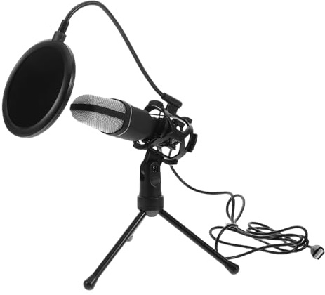 VICASKY Gaming Microphone USB Condenser Mic with Rgb Lighting Black | Portable Design, Accurate Sound, Desktop Recording and Video Streaming Use, Metal and Rubber Build