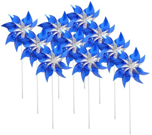 BESTonZON Lot de 10 moulins à Vent en Plastique réfléchissants, décoration d'extérieur pour Jardin, terrasse, Ferme, pelouse, Cour