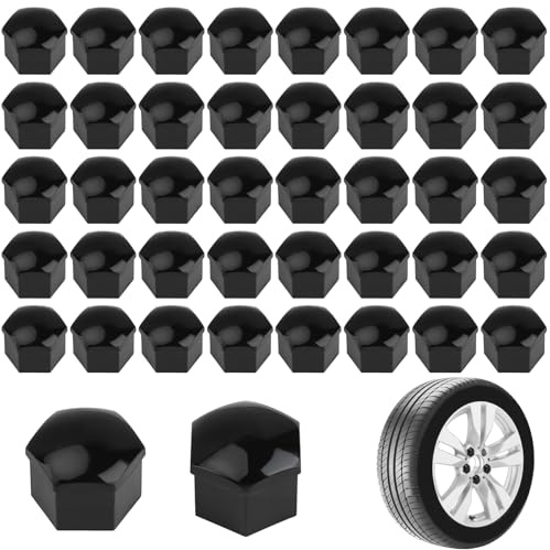 Eddrfy 20 Stück Radschraubenkappen 17mm, Universal Radmutterkappen Auto Radschrauben Abdeckung, Kunststoff Radbolzen Kappen 17mm mit Entferner Werkzeug, Felgen Schraubenkappen Schutz Schwarz
