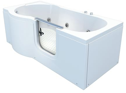 AcquaVapore Sitzwanne Whirlpool Badewanne mit Tür S12-WP-R 85x170cm ohne Armatur