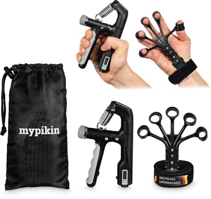 Handträningsset fingerträningsset 3-pack handtränare 10–100 kg handförstärkare, 4-stegs fingerträning, greppkraft, handledstränare, justerbara motstånd, batterifri, förvaringsväska