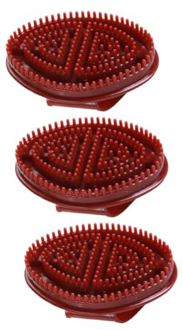 PENIKOKO 3PCS Multipurpose Plastic Hair Massage Brush Bath Shower Skin Exfoliating Cleaner for Dead Skin Removal and Massage Bath Hair Washing Brush in Wine Red