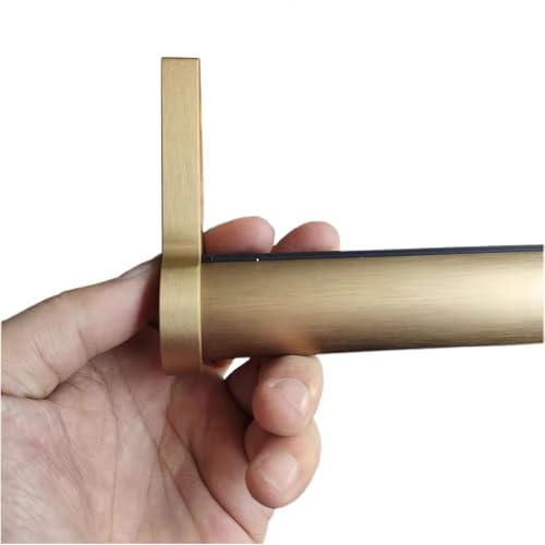 Oracra Asta Appendiabiti Supporto per Asta Appendiabiti, Oro Spazzolato, 140 135 122 92 90 76 65 cm Appendiabiti Rotondo per Montaggio a Soffitto/Parete, Barra Appendiabiti Tubolare(65cm (25 5/8 in))
