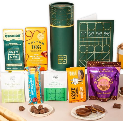 Vegan Chocolate Gift Box with Truffles & Hot Chocolate Set, Gift Hamper For Women & Men, Vegan Hamper by EDEN & CO