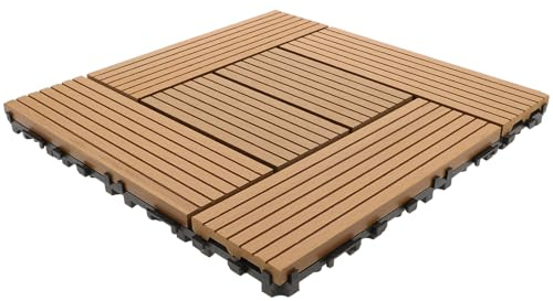 LIFKICH Piastrelle da Esterno in Plastica Antiscivolo Effetto Legno per Patio Balcone e Giardino Pavimento Resistente alle Intemperie Facile da Installare e Manutenere