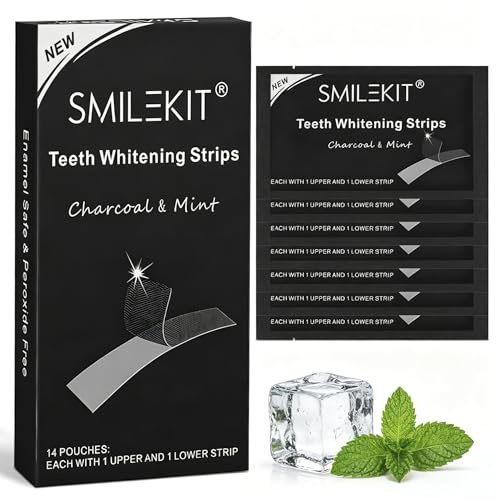 28 PièCes Bande Blanchiment Dentaire, Bandes De Blanchiment Des Dents Professionnelles, éLiminent Efficacement Les Dents Taches, Blanchiment Des Dents, RéSultats Visibles Rapidement(Charbon De Bambou)