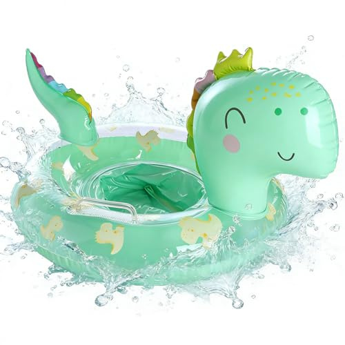 HATFRYF Dinosaur Swimming Ring, Cartoon Inflatable Seat Swimming, Dinosaur Pool Float, Pool Inflatables, for Summer Beach Water Party Toys, Summer Gifts - Green
