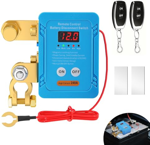 Eirolace Batterietrennschalter 12v mit Fernbedienung, 240A Funkschalter mit LED-Spannungsanzeige, Drahtloser Ferngesteuerter Auto Trennschalter für Auto, RV, ATV, LKW