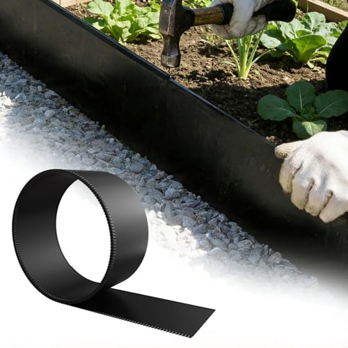 Ferzone Bordure de Jardin 5m, Bordure de Pelouse Métal Flexible 15cm de Hauteur, Surface Galvanisée, Anti-Mousse, Résistante aux Intempéries, Facile à Installer, Noir