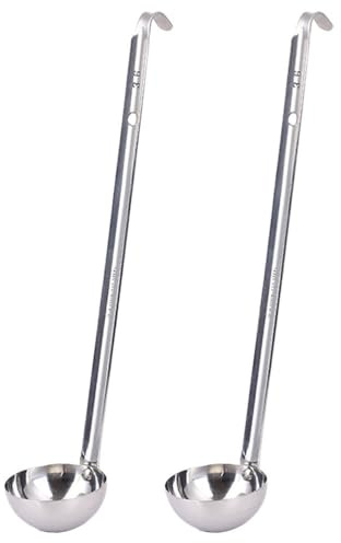 PACKOVE Cucharones de Sopa de Acero Inoxidable con Mangos Largos, Cucharones de Metal para Cocinar, para Ollas Calientes, Utensilios de Cocina para Cocinar Sopas Y Salsas.
