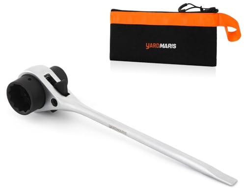 YARDMARIS Ratchet Chainsaw Wrench, 13 mm & 19 mm T Bar Wrench for Chainsaw | with Groove Cleaning Tip, Reversible Direction Chainsaw Wrench Tool