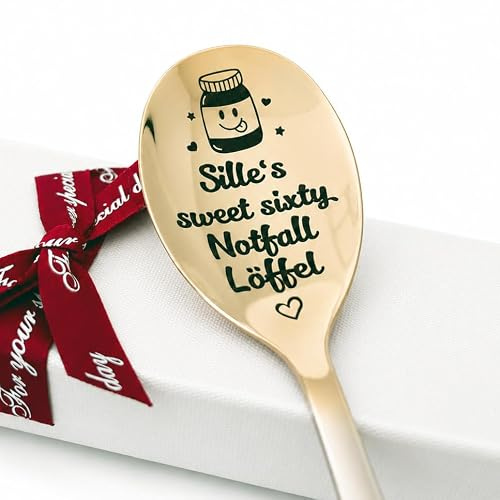 Personalisierter Notfall-Löffel mit Gravur & Nutella Mini 15 g – Löffel mit Name, Gravur auf Griff – Wahl von Größe & Farbe – Geschenkidee