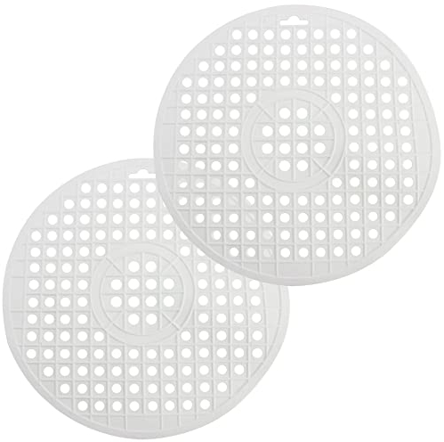 COM-FOUR® 2x Fodera per lavello - Tappetino rotondo per lavello - inserto per lavello protegge la superficie del lavello e le stoviglie (2 pezzi - bianco)