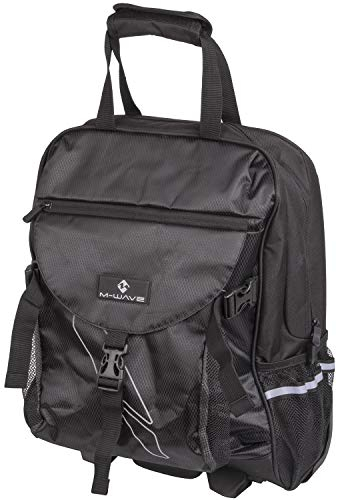 M-Wave Amsterdam TR S Gepäckträgertasche Trolley, Satteltasche, Seitentasche, für Fahrrad, Trolley mit 2 Rollen, 15 Liter, schwarz