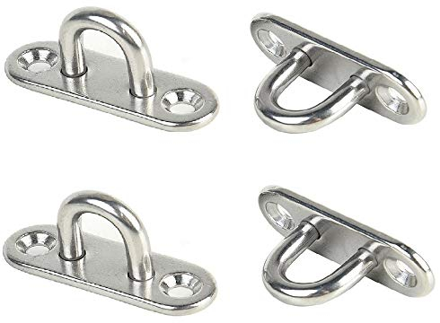 SUNRIZ 4 Stück Edelstahl Augplatte, 5mm Decksplatte, Befestigungshaken, Wandhaken für Hängesessel Sonnensegel und Vieles Mehr
