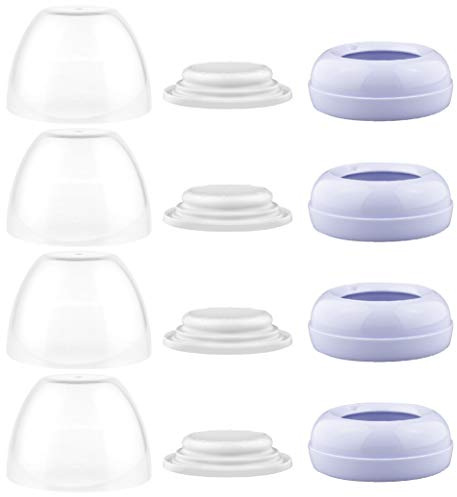 Maymom Dome Caps, skruvringar och tätningsskivor Kompatibel på Avent Natural PP-flaskor; napp ingår ej; för att använda Classic flaskor med Natural system