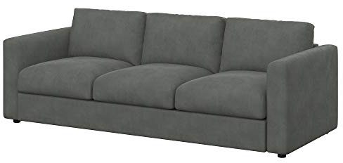 Soferia Sofabezug Kompatibel Mit VIMLE 3er-Sofa Sofaüberzug Sofaüberwurf Sofaschoner Cover Einfache Reinigung Allergiefrei Wasserabweisend Majestic Velvet Grau