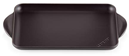 Le Creuset Gusseisen-Grillplatte, Rechteckig, 33 x 22 cm, Für alle Herdarten inkl. Induktion geeignet, Schwarz