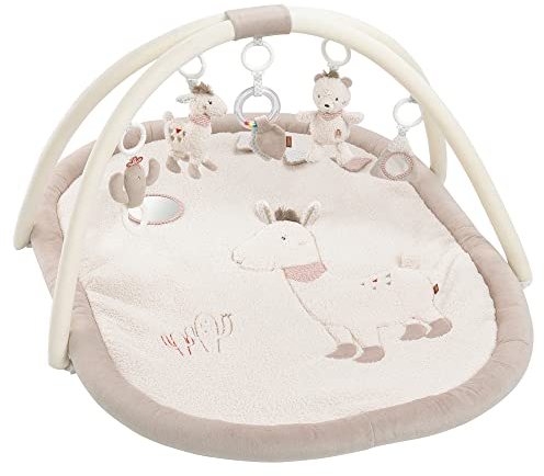 Fehn 3-D-Activity-Decke Spielbogen Peru – Baby Krabbeldecke mit 5 abnehmbaren Spielzeugen zum Greifen – Spieldecke für Babys und Kinder ab 0+ Monaten – Krabbelmatte als Geschenk zur Geburt