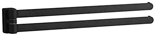 CLQ Schwenkbarer Handtuchhalter Doppelte Handtuchhalter Mobiles Badezimmerzubehör Schwarz Matt Polierter Chromgummi