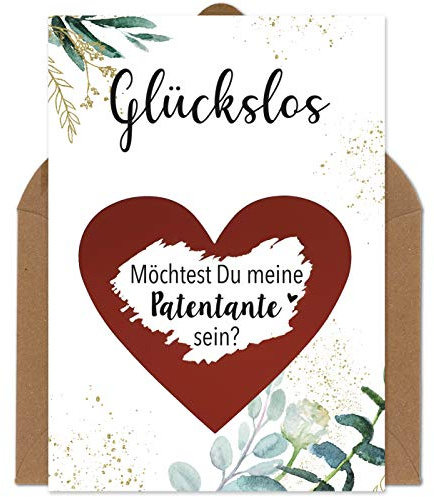 OWLBOOK Rubbelkarte Patentante Fragen - Willst du meine Patentante sein - Karte mit Rubbelherz Rot Geschenke Geschenkideen für Patentante Patin zum Schwangerschaft verkünden