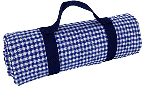 Les Jardins de la Comtesse Picknickdecke, quadratisch, Vichy-Karo, Baumwolle, Rückseite wasserdicht, Polyester, 140 x 140 cm, Blau/Weiß, für 2/4 Personen, Picknickdecke, Tischdecke