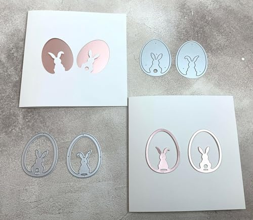 Stanzschablone Ostern Hasen im Ei Quartett, in & outline Motiv4,5 x 6cm, 4-tlg.