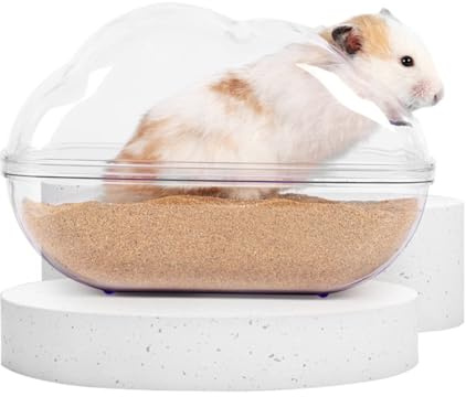 ACEDIVA 7.1 in Hamster Sand Bath-Clear Critters' Shower Toilet-Cooling Bed Sand Container Bathtub Hamster Accessories for Mice Hedgehog Squirrel Hamster Guinea Pigs Small Animals Large