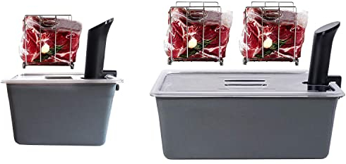Väeske 12 + 26 QT Sous Vide Container Set with Racks, Lids & Insulating Sleeves – Complete Dual-Size Sous Vide Accessories Kit – Fits Anova, Joule, Instant Pot, Nano