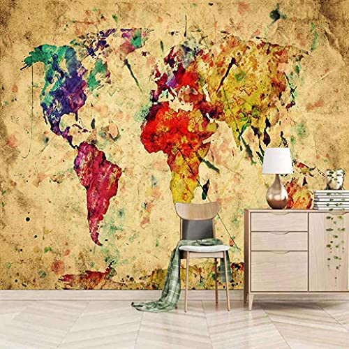 FVGKYS Wandbilder Schlafzimmer Erwachsene Kinder Tapete Plakate 3D Vintage Weltkarte Selbstklebend Wandgemälde Wandtattoo Kunst Dekoration Für Wohnzimmer Küche Wanddekoration 200x150cm