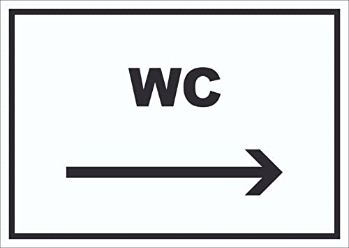 HB-Druck WC Schild mit Text und Richtungspfeil rechts Toilette Klo waagerecht A0 (841x1189mm)