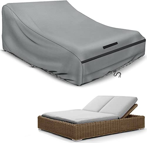Sonnenliegen-Abdeckung für 2 Personen, 210 x 160 x 35/75 cm, 420D-Abdeckung, Doppelliege, Outdoor, wasserdicht, Doppel-Sonnenliege, Relaxer, Gartenliege, Schutzhülle, winddicht, UV-beständig…