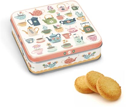 DV France | Lattina Metallo Tazze e Teiere | Biscotti Puro Burro e Fior di Sale - 1 x 130 Gr | Biscotti Burro Salato | Galettes Fior di Sale
