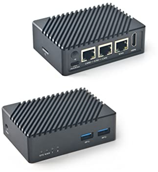 FriendlyElec Nanopi R5S Mini routeur OpenWRT LPDDR4X 4 Go RAM RK3568 Soc IoT NAS Smart Home Prise en charge Linux Ubuntu (avec boîtier CNC métal)