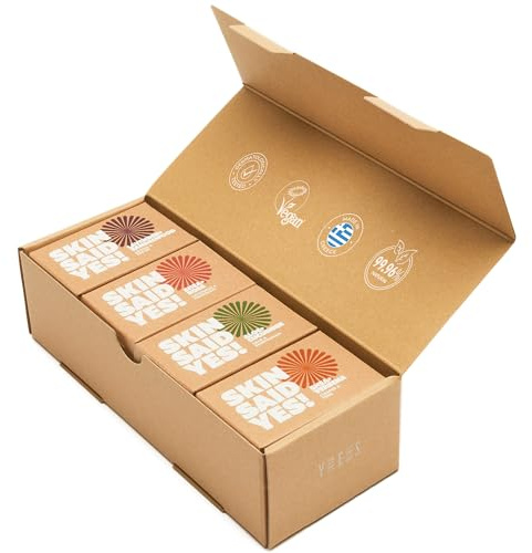 Skin Said Yes Organic Soap Bar (Set of 8) - Natural Soap Made in Greece | Nuorishing Shea Butter, Olive Oil, Lavander and Sandalwood, Aloe Vera & Cucumber Extract | Jabones Artesanales Naturales