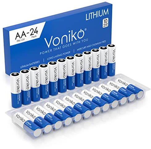 Voniko AA Batteries, 24 Pack 1.5V Lithium AA Batteries—High Performance Double A Long Lasting Battery for Flashlight, Toys, Remote Control, Alarm System (Non-Rechargeable)