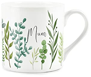 Purely Home Mum Mug Ferns & Greenery - Bone China White Garden Coffee/Tea Present Gift for Mum