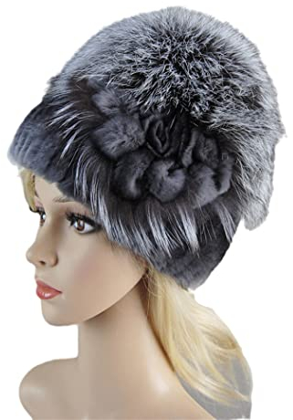 keusyoi Winter Fellmütze Damen Warm Gestrickt Stilvolle Damen Flauschige Fellmütze Fellmützen