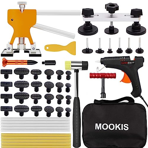 Mookis Kit de Extractor de Abolladuras de Coche 48PCS Herramienta de Reparación de Abolladuras con Extractor de Oro, Tirador de Puente y T-Bar, para Abolladuras de Coche