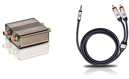 Oehlbach Audio Linear 8 - Galvanischer Trennfilter für Plattenspieler & Subwoofer - Entstörfilter zur Eliminierung von Masseschleifen - metallic braun & i-Connect Audio Kabel J-35/R - Klinke 3