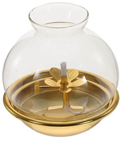 Garneck Öllampe Mit Glasschirm Für Buddhismus Petroleumlampe Vintage Stil Rustikale Tischdekoration 2 Stück