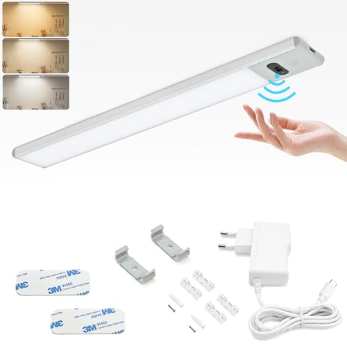 BOYIR Unterbauleuchte Küche LED Dimmbar 30cm Lichtleiste mit Berührungsloser Sensor, 3 Farben Küchenbeleuchtung Unterbau 3000/4000/6000K Unterschrank Beleuchtung led Leiste küche für Schrank,Werkbank