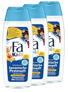 FA Duschgel & Shampoo for Kids (3x 250ml) fantastische Piratenwelt wilder Meeres-Duft, mit Provitamin B5 für Haut & Haar ohne künstliche Farbstoffe, 95% Inhaltstsoffe natürlichen Ursprungs