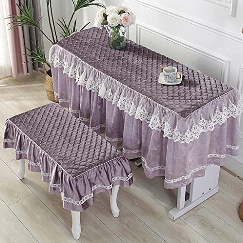 AiQima E-Piano-Abdeckung Mit Hocker-Abdeckung, 88-Tasten-E-Piano-Abdeckung, Staubschutz, Stoff-Spitze-Klavierabdeckung, Home-Piano-Schutzhülle/D/138X48Cm+38X75Cm
