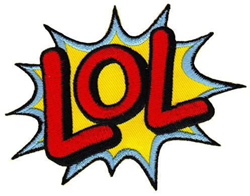 LOL Sprechblase Spruch Aufnäher zum aufbügeln oder aufnähen Bügelbild Aufbügler für Kleidung gestickter Bügelpatch Applikation Patch Größe 10 x 7,5 cm