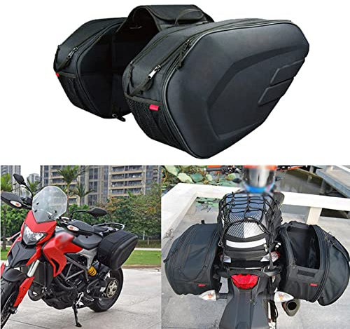 Shkalacar - Bolsa trasera de motocicleta, bolsa lateral de ciclismo, organizador de almacenamiento trasero universal 36-58L con funda impermeable