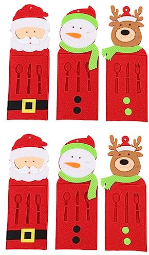 Cabilock 6St Weihnachtsbesteck Weihnachtsgeschirrtasche Geschirrabdeckung für Weihnachten geschirrtücher weihnachtsmotiv weihnachtsdekoration tisch Beutel für Weihnachtsgeschirr Elch rot
