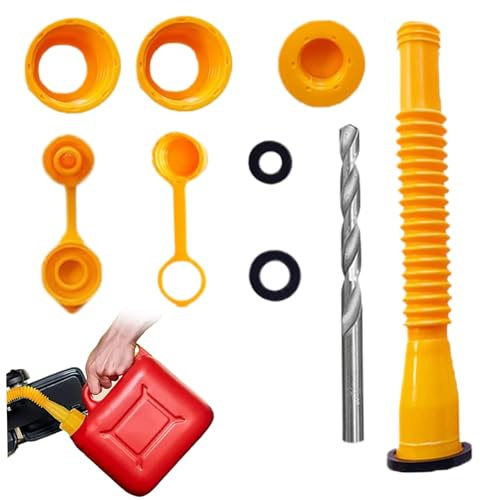 1 set di kit di beccuccio di ricambio per tanica di benzina da 7,9 pollici con anelli di tenuta, tappo del beccuccio, guarnizione di tenuta, tappo, tappo di sfiato, trapano, kit ugello flessibile gial